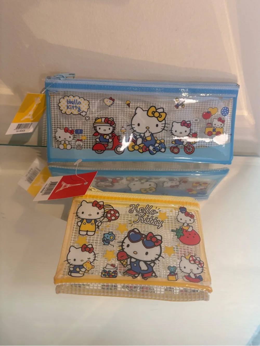 Hello Kitty blue and yellow pencil case bundle